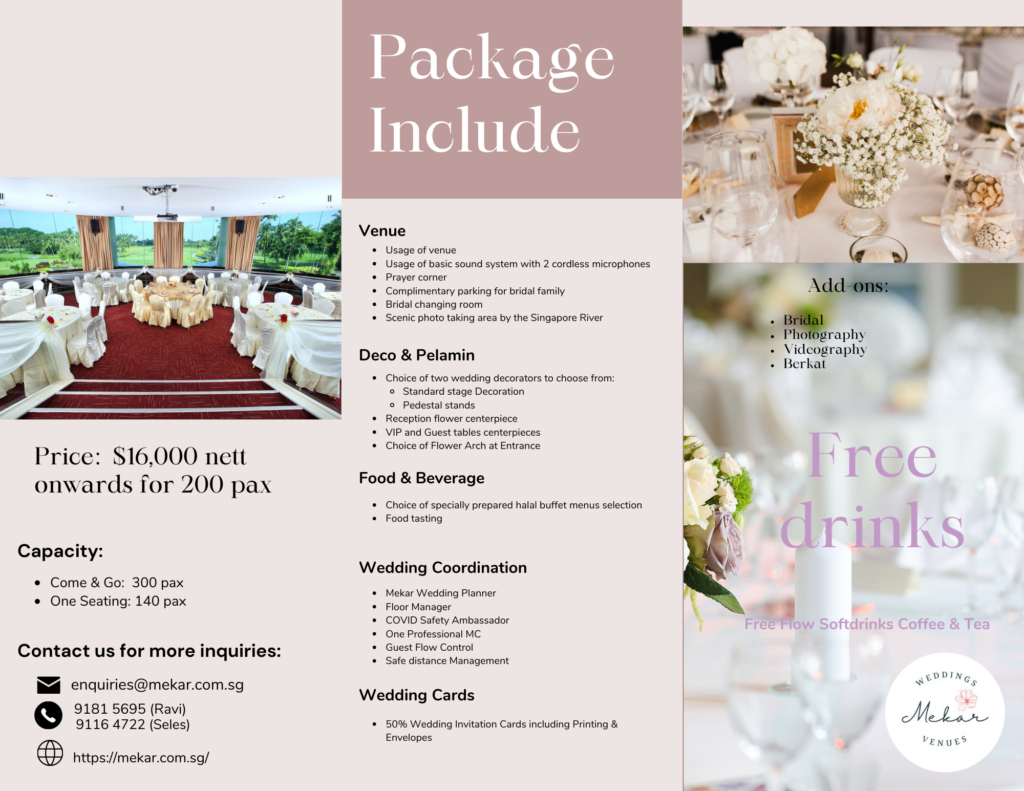 NSRCC Changi Wedding Package - Mekar